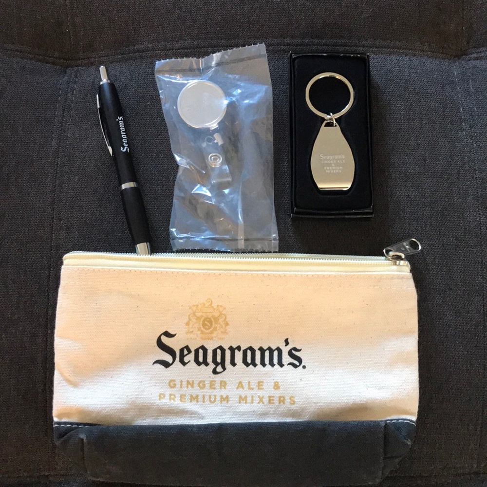Seagrams pouch w/ pen, lanyard holder, keychain!